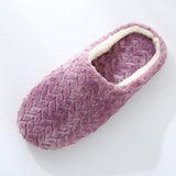 Unisex Plush Home Slippers Indoor Winter Warm Slip On Flat Shoes Anti-Slip