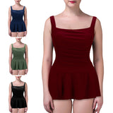 Womens One-Piece Skirted Tankini Swimwear Swim Dress Bikini Swimsuit Push-up Bra