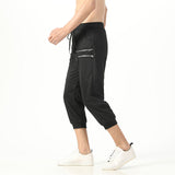 Men Drawstring Waist Jogger Casual Capri Pants Sport Fitness Pants