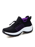 Ferndule Women Shoes Wedges Mesh Breathable Non Slip Wide Width Sneakers Ladies Purple 5.5