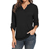 Women Solid V Neck Tops Long Sleeve Shirt Casual Sweatshirt Loose Blouse Pullover Tee Shirt Tunic