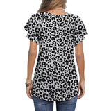 Capreze Women Boho Floral Shirt Tops Ladies Ruffle V Neck Basic Tee Tunic Blouse Summer Flowy T-Shirt Size S-2XL