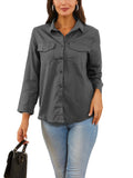 Avamo Button Down Shirt for Women Crop Long Sleeve Tunic Blouse Plus Size Lapels Collar T Shirt Office Formal Plain Tops