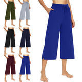 Women High Waist Dance Yoga Pants Casual Drawstring Straight Leg Trousers Slacks