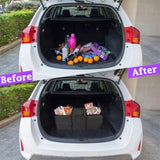 Car Backseat Trunk Organizers with Cooler Bag, Collapsible Grocery Cargo Storage Box Car Truck SUV 3 Section Fold Storage Bin with Side Net Pockets