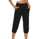 Women's Harem pants Loose Fit Capri Pants Jogger Workout Yoga Lounge Pants with Pockets