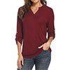 Women Solid V Neck Tops Long Sleeve Shirt Casual Sweatshirt Loose Blouse Pullover Tee Shirt Tunic