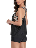 Women 2 Piece Tankini Swimming Suit with Boy Shorts Sleeveless Swimwear Beachwear Bathing Suit