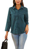 Avamo Button Down Shirt for Women Crop Long Sleeve Tunic Blouse Plus Size Lapels Collar T Shirt Office Formal Plain Tops