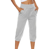 Women's Harem pants Loose Fit Capri Pants Jogger Workout Yoga Lounge Pants with Pockets