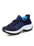 Ferndule Women Shoes Wedges Mesh Breathable Non Slip Wide Width Sneakers Ladies Purple 5.5