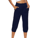 Women's Harem pants Loose Fit Capri Pants Jogger Workout Yoga Lounge Pants with Pockets