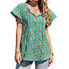 Capreze Women Boho Floral Shirt Tops Ladies Ruffle V Neck Basic Tee Tunic Blouse Summer Flowy T-Shirt Size S-2XL