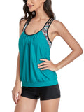 Women 2 Piece Tankini Swimming Suit with Boy Shorts Sleeveless Swimwear Beachwear Bathing Suit