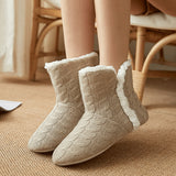 Womens Warm Bootie Slippers Fluffy Plush Pull On Indoor Outdoor Winter House Shoes