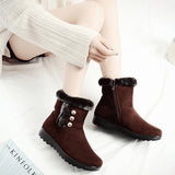Womens Winter Snow Boots Plush Lined Anti-Slip Ankle Booties Flat Shoes with Zip