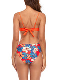 Women's 3 Pieces Bikini Swimsuit Cover Up Floral Beachwear Bathing Suit Tankini Swimwear