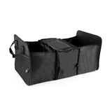 Car Backseat Trunk Organizers with Cooler Bag, Collapsible Grocery Cargo Storage Box Car Truck SUV 3 Section Fold Storage Bin with Side Net Pockets