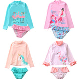 Two-Piece Baby Toddler Girls Rash Guard Swimsuit Swim Tops + Swim Briefs Swimwear Multi-style