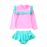 Two-Piece Baby Toddler Girls Rash Guard Swimsuit Swim Tops + Swim Briefs Swimwear Multi-style