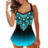 Women V Neck Tankini Swimdress Tummy Control Beachwear Swimsuit Floral Printed Swimwear Bathing Suits With Boyshorts