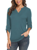 Women Solid V Neck Tops Long Sleeve Shirt Casual Sweatshirt Loose Blouse Pullover Tee Shirt Tunic