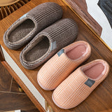 Womens Mens Winter House Slippers Flat Heels Plush Slippers Closed Toe Winter Soft House Casual Shoes