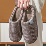 Womens Mens Winter House Slippers Flat Heels Plush Slippers Closed Toe Winter Soft House Casual Shoes