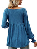 Women Ruched Baggy T-shirt Puff Long Sleeves Tops Loose Casual Tunic Sexy Low V Neck Blouse Swing Ruffle Pullover