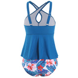 Women Tummy Control Tankini Swimsuit Two Piece Swimwear Ladies Swing Tankini Set Beachwear Ruffled Bikini Set Swimming Costumes Bathing Suit Push Up Padded Bra Backless Tankini Tops with Swim Bottoms