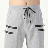 Men Drawstring Waist Jogger Casual Capri Pants Sport Fitness Pants