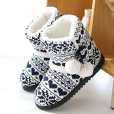 Women Knitted Warm Bootie Slippers Slip on Comfy Indoor Outdoor Plush House Shoes
