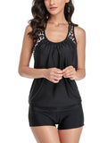 Women 2 Piece Tankini Swimming Suit with Boy Shorts Sleeveless Swimwear Beachwear Bathing Suit