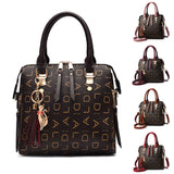 Women Leather Handbag Briefcase Shoulder Bag Tote Messenger Satchel With Pendant