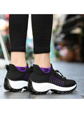 Ferndule Women Shoes Wedges Mesh Breathable Non Slip Wide Width Sneakers Ladies Purple 5.5