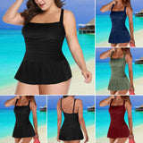 Womens One-Piece Skirted Tankini Swimwear Swim Dress Bikini Swimsuit Push-up Bra