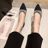 Womens Slip On Pumps Shoes Loafers Chunky Heels OL Dress Party Shoes Pointed Toe