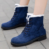 Women's Snow Boots Winter Ankle Boots Lace Up Cotton Warm Fur Lined Anti-Slip Platform Booties Outdoor