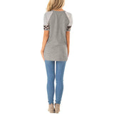 Women Striped Printed Casual Tops Short Sleeve Casual T-Shirt Blouse Pullover Tunic Tee