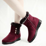 Womens Winter Snow Boots Plush Lined Anti-Slip Ankle Booties Flat Shoes with Zip