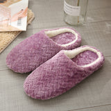 Unisex Plush Home Slippers Indoor Winter Warm Slip On Flat Shoes Anti-Slip