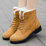 Women's Snow Boots Winter Ankle Boots Lace Up Cotton Warm Fur Lined Anti-Slip Platform Booties Outdoor