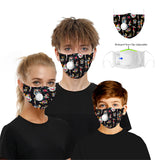 CUH Cloth Face Masks With Valve,Printing Masks,Adult Kids Mouth Covering,Woman Man Masks,Strethable Mouth-muffle,Washable Reusable Mask