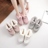 Women Slip On Round Toe Slipper Closed Heel Winter Boots Keep Warm Slipper