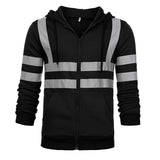 Men Safety Work Hoodie Jacket Coat Visibility Reflective Outwear Tops Sweatshirt