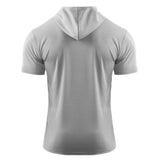 Mens Hooded Short Sleeve Casual Tops Shirts Slim Muscle Blouse Pullover