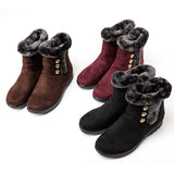 Womens Winter Snow Boots Plush Lined Anti-Slip Ankle Booties Flat Shoes with Zip