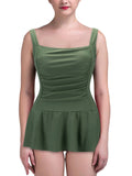 Womens One-Piece Skirted Tankini Swimwear Swim Dress Bikini Swimsuit Push-up Bra