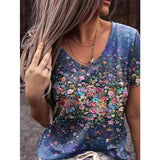 Women's Summer V-Neck Short Sleeve Tops Casual T-Shirt Blouse Pullover Tunic Tee
