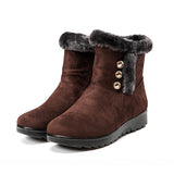 Womens Winter Snow Boots Plush Lined Anti-Slip Ankle Booties Flat Shoes with Zip